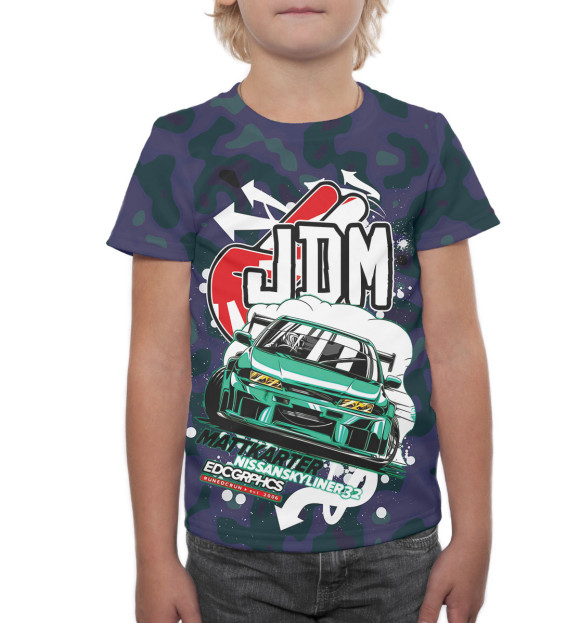 Футболка для мальчиков с изображением JDM цвета Белый
