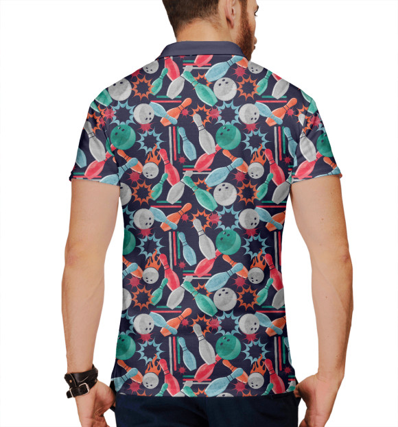 Мужское поло с изображением Боулинг цвета Белый