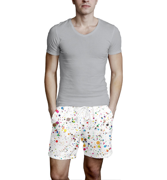 Мужские шорты с изображением Краски цвета Белый