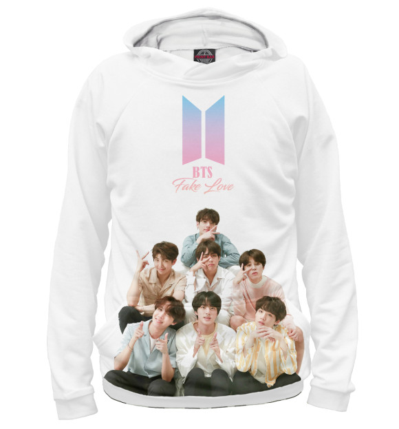 Мужское худи с изображением BTS Take love цвета Белый