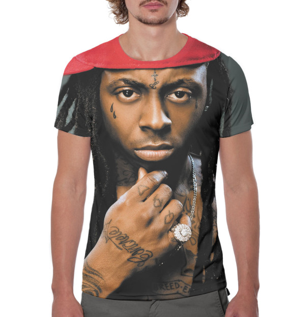 Мужская футболка с изображением Lil Wayne цвета Белый