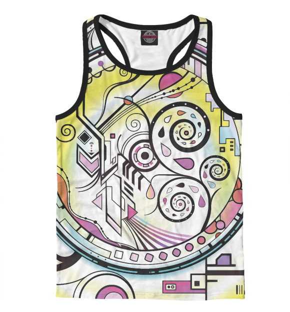 Мужская майка-борцовка с изображением Гармонизатор Мозга (жёлтый) цвета Белый