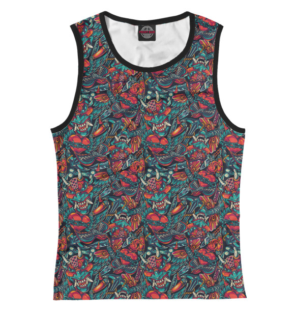 Майка для девочки с притом Тату цвета Белый Майка для девочки с изображением Тату цвета Белый