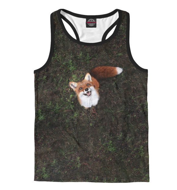 Мужская майка-борцовка с изображением Лиса цвета Белый