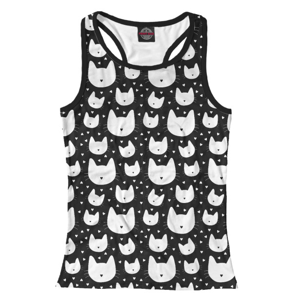 Женская майка-борцовка с изображением Котики Паттерн цвета Белый
