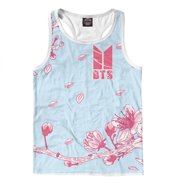 Мужская майка-борцовка с изображением BTS цвета Белый