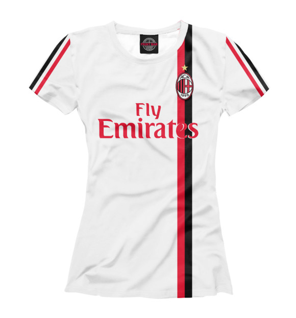 Женская футболка с изображением AC Milan цвета Белый