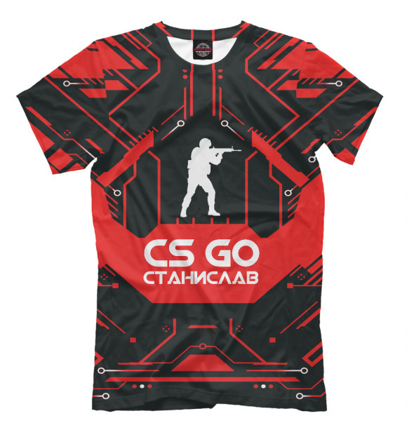 Мужская футболка с изображением Станислав в стиле CS GO цвета Черный