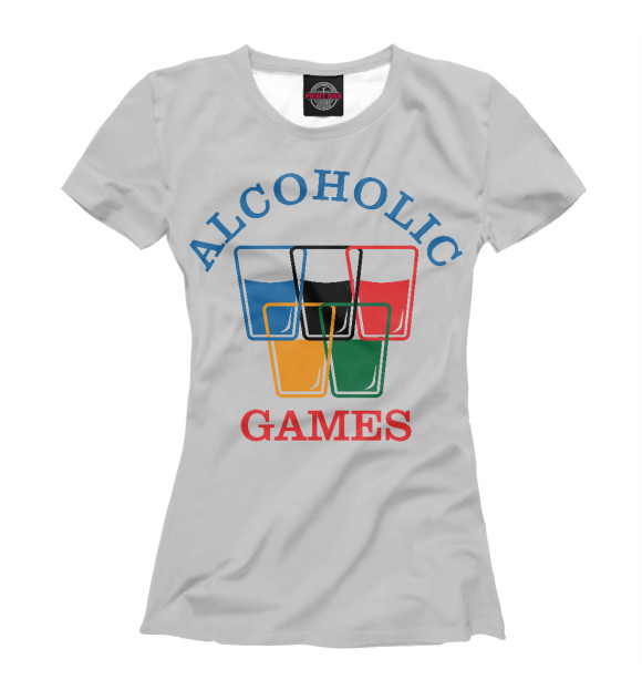 Женская футболка с изображением Alcoholic Games цвета Белый