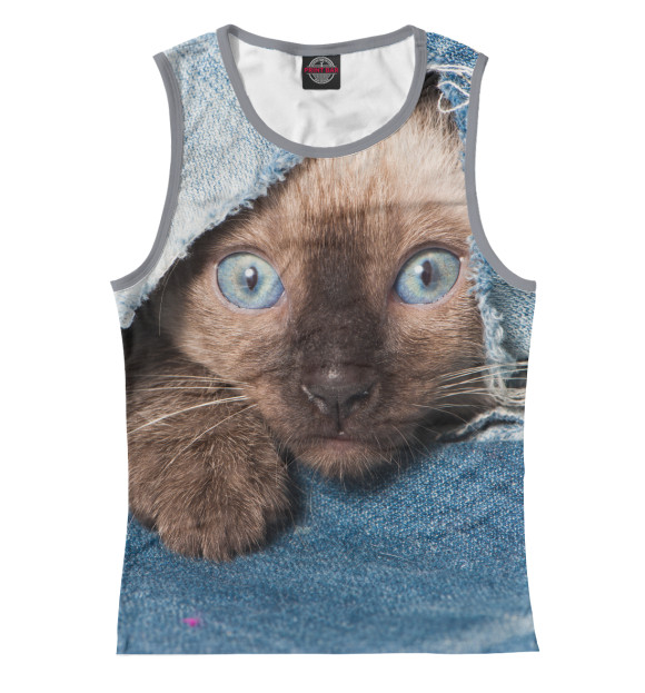 Майка для девочки с изображением Кот цвета Белый