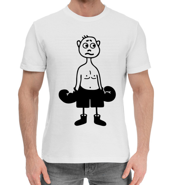 Мужская хлопковая футболка с изображением Боксер цвета Белый