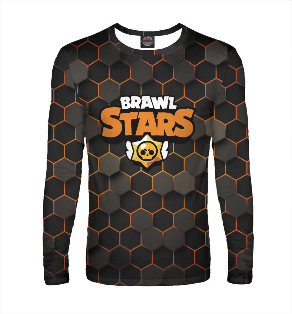 Мужской лонгслив с притом Brawl Stars цвета Белый Мужской лонгслив с изображением Brawl Stars цвета Белый