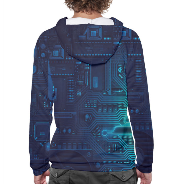 Мужское худи с изображением Geek цвета Белый