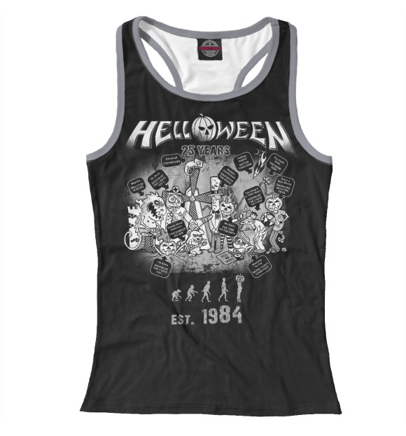 Женская майка-борцовка с притом Helloween цвета Белый Женская майка-борцовка с изображением Helloween цвета Белый