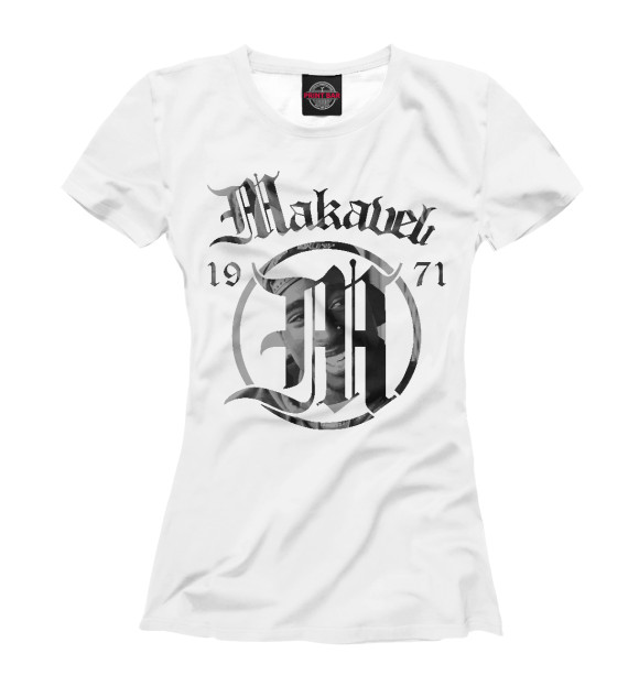 Футболка для девочек с изображением 2pac - Makaveli цвета Белый