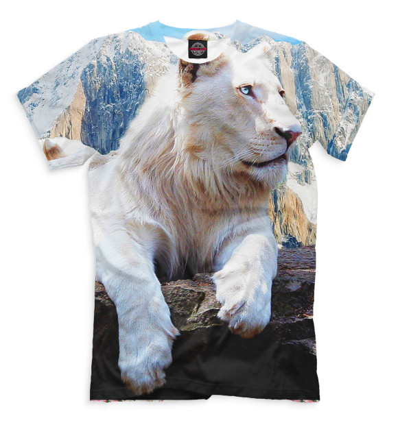 Футболка для мальчиков с изображением Лев цвета Молочно-белый