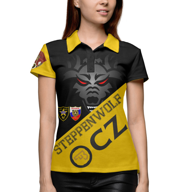 Женское поло с притом Steepenwolf цвета Белый Женское поло с изображением Steepenwolf цвета Белый