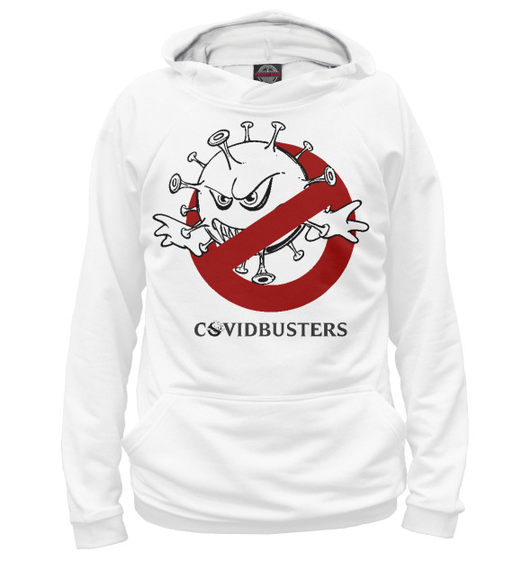 Женское худи с изображением CovidBusters цвета Белый