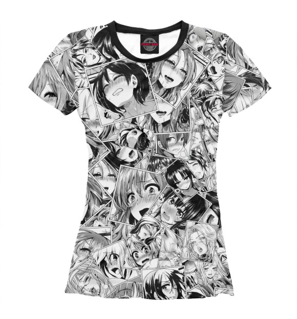 Женская футболка с изображением Manga ahegao цвета Белый