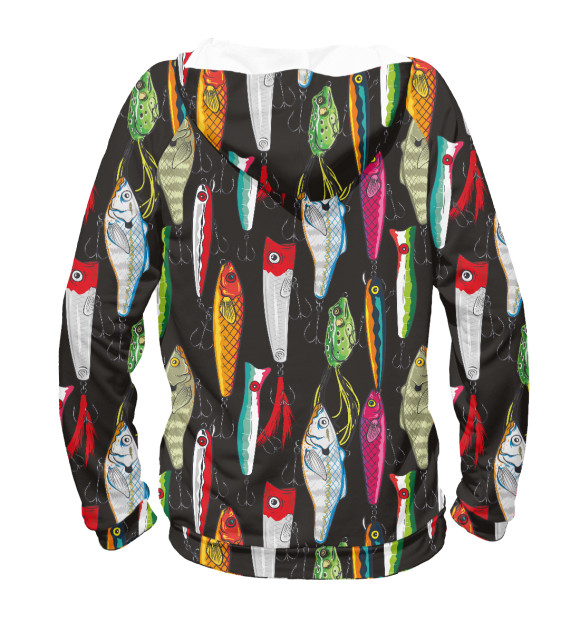 Мужское худи с изображением Рыболовные приманки цвета Белый