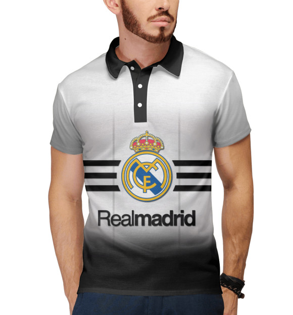 Мужское поло с изображением Real цвета Белый