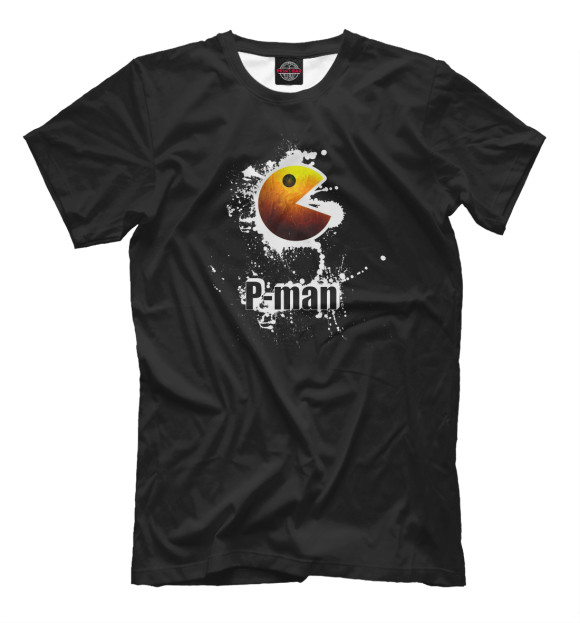 Мужская футболка с изображением Pacman цвета Черный