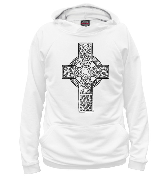 Мужское худи с изображением Кельтика - кельтский крест цвета Белый