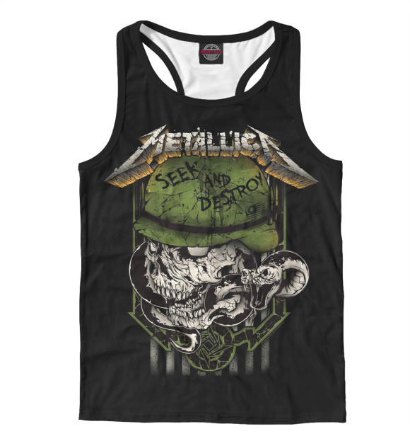 Мужская майка-борцовка с изображением Metallica Seek and Destroy цвета Белый