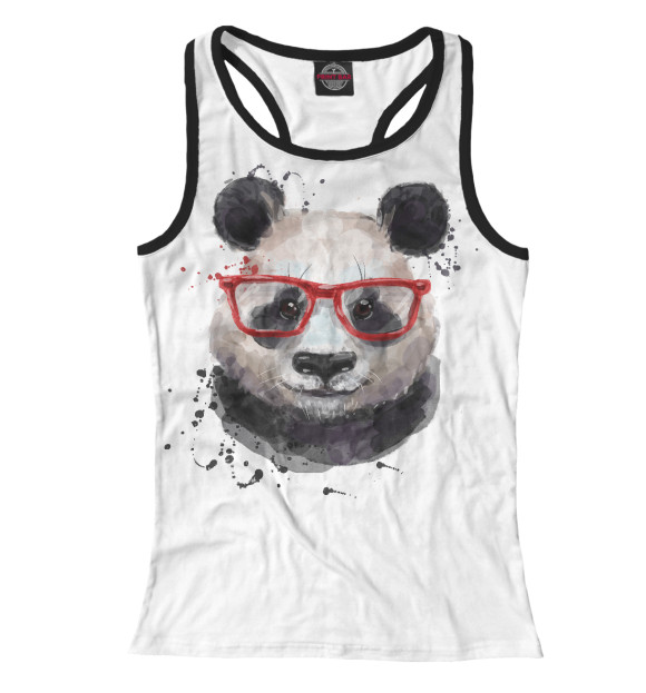 Женская майка-борцовка с изображением Панда цвета Белый
