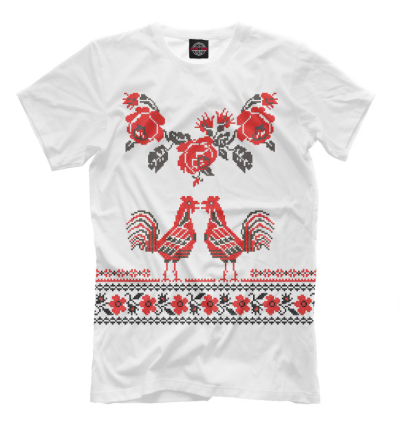 Футболка для мальчиков с изображением Вышивка цвета Молочно-белый