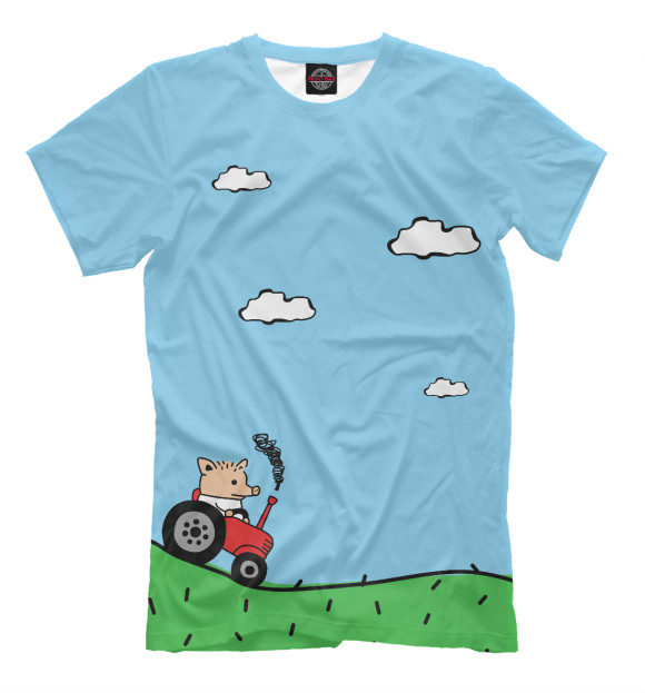 Мужская футболка с изображением Поросёнок Пётр цвета Светло-сиреневый