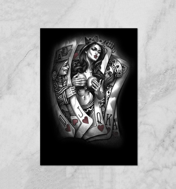 Плакат с изображением Дама червей цвета Белый