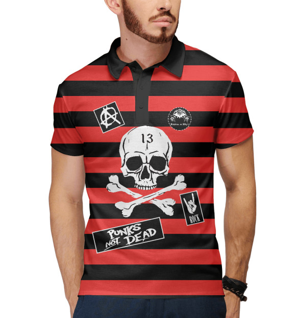 Мужское поло с изображением Король и Шут цвета Белый