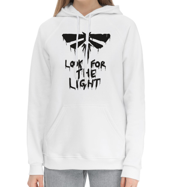 Женский хлопковый худи с изображением Look for the light цвета Белый