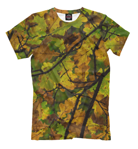 Мужская футболка с изображением Осенний камуфляж цвета Светло-коричневый