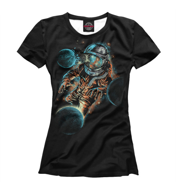 Женская футболка с изображением Космическое воздействие цвета Белый