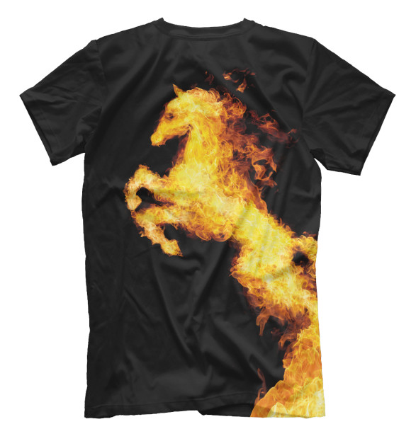 Мужская футболка с изображением Огненный конь цвета Белый