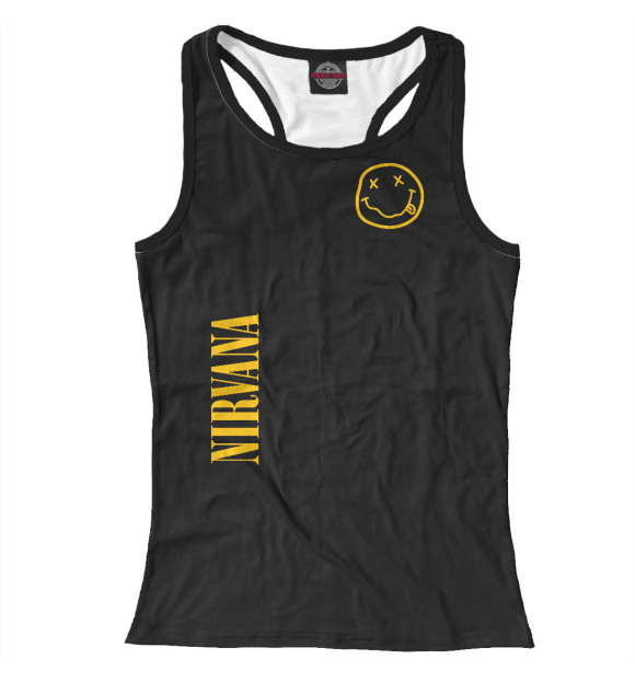Женская майка-борцовка с притом Nirvana цвета Белый Женская майка-борцовка с изображением Nirvana цвета Белый