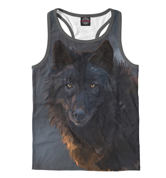 Мужская майка-борцовка с изображением Вожак стаи цвета Белый