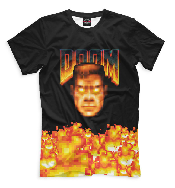 Мужская футболка с изображением Doom цвета Черный