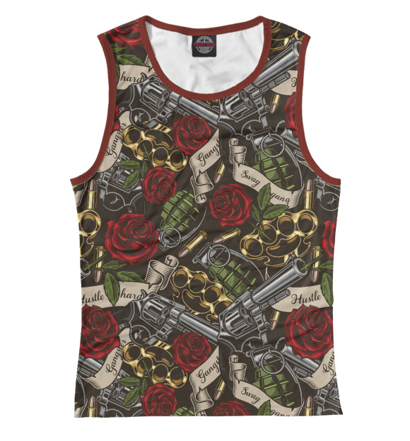 Женская майка с притом Gangster цвета Белый Женская майка с изображением Gangster цвета Белый