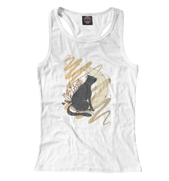 Женская майка-борцовка с изображением Moon Cat цвета Белый