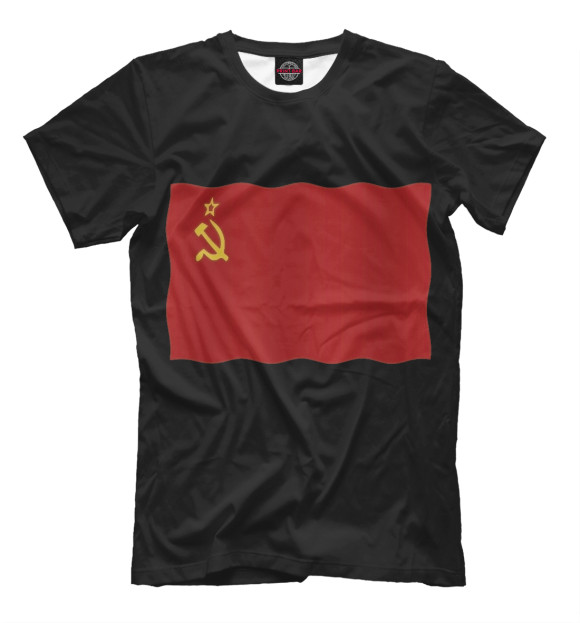 Мужская футболка с изображением Флаг СССР цвета Черный
