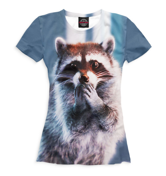 Женская футболка с изображением Енот цвета Белый