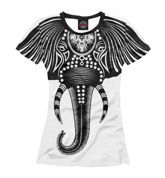 Женская футболка с изображением Слон-тотем цвета Белый