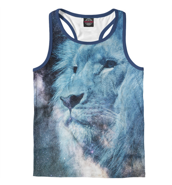 Мужская майка-борцовка с изображением Лев цвета Белый