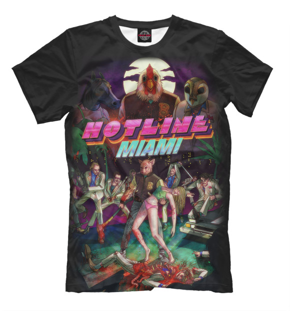 Мужская футболка с изображением Hotline Miami цвета Черный