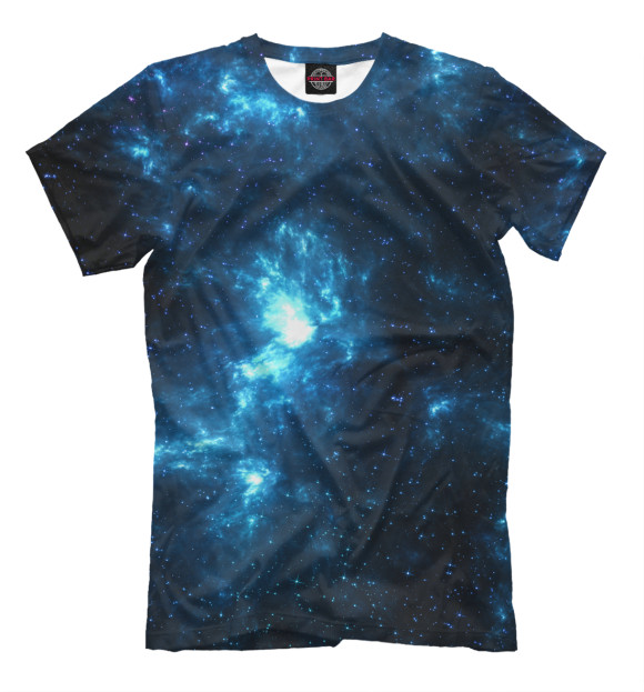 Мужская футболка с изображением Синий космос цвета Молочно-белый