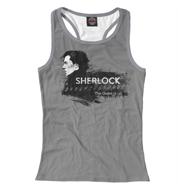 Женская майка-борцовка с изображением Sherlock цвета Белый
