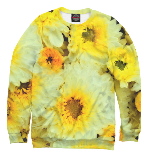 Мужской свитшот с изображением Подсолнухи цвета Белый